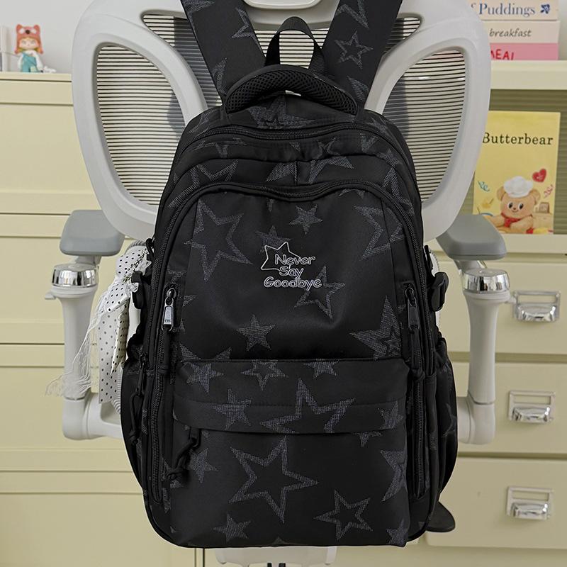 Schoolbag sea salt blue mist full of stars backpack schoolbag girls junior high school simple large capacity high value lightweight backpack