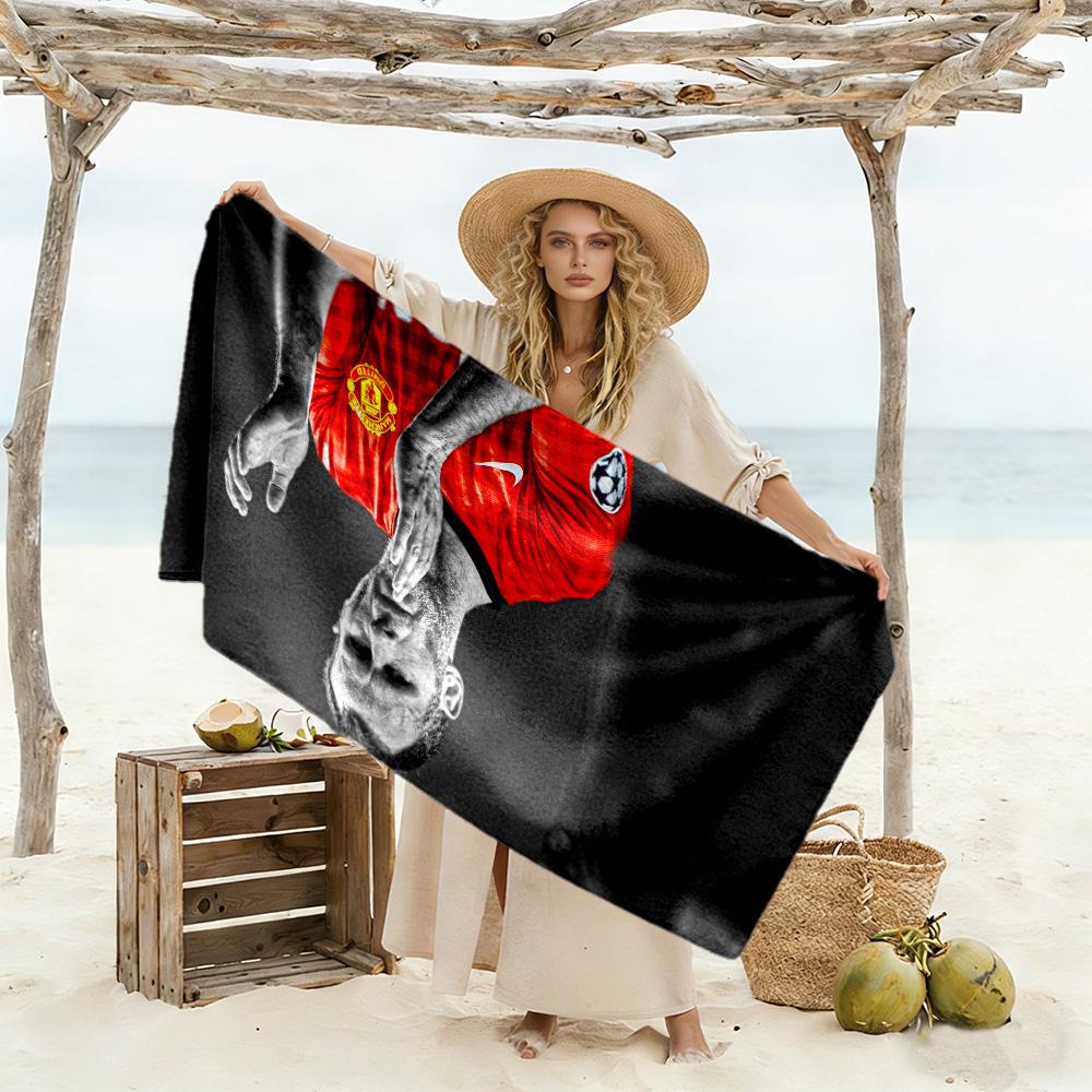 Man United's Player Celebrates Victory Beach Towel Super Soft & Absorbent Comfortable Lightweight