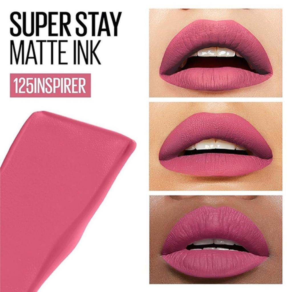 Maybelline New York Superstay Matte Ink Lipstick 125 Inspirer 5ml Long Lasting 16Hr Non Transfer Liquid Velvet Finish Makeup