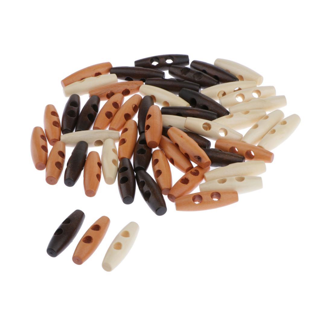 Horn Shape Wooden Toggle Buttons Multicolor Sewing Accessories for Handmade Clothes Bags Knitting Craft Embellishments