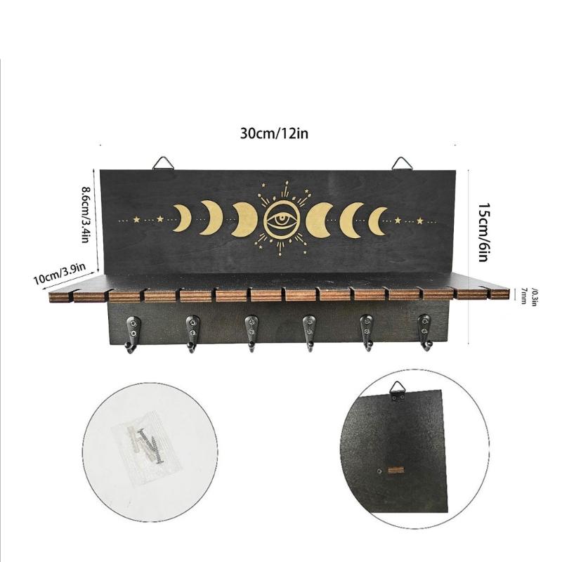 Wooden Crystal Display Shelf Wall Mounted Candle Holder Healing Stone and Pendants Showcase Stand Table Decorations