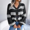 Cardigan à manches lanternes contrastées pour femmes, pull Design automne hiver