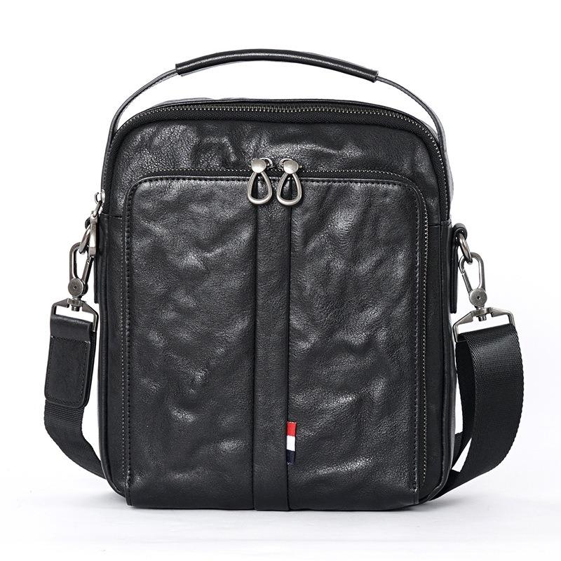 Genuine Leather Men's Crosscut Grab Cowhide Shoulder Bag Genuine Leather Business Trend Vertical and Horizontal Bag