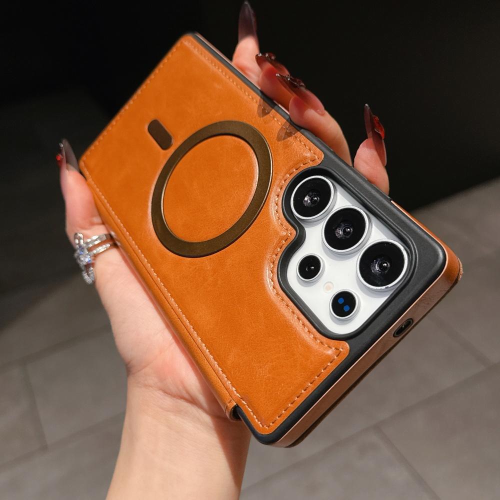 Luxury Flip Wallet Card Slot Leather Case For Samsung Galaxy S25 Ultra S24 S23 Plus S22 S25Edge Magnetic Fold Stand Holder Cover