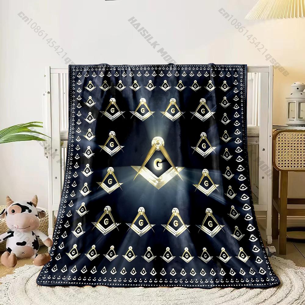 Large Size Lightweight Classic M-Freemas0nry Print Blanket Super Soft Cozy Home Bed Sofa Office Camping Shawl Blanket Great Gift