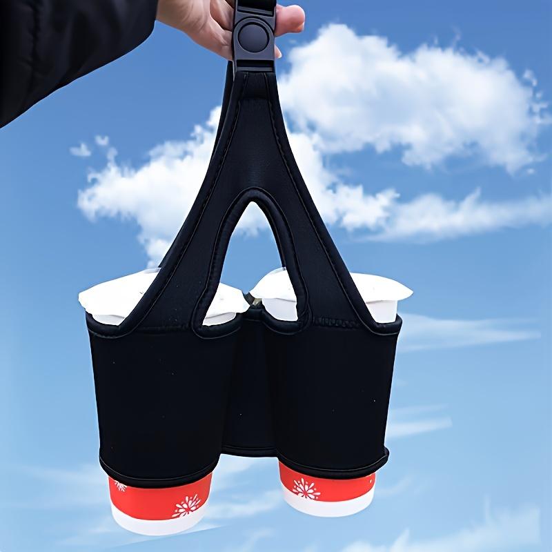 Durable Double Cup Beverage Holder with Seat Belt - Multi-Functional Coffee & Milk Tea Tote Bag for Sports, Camping, Outdoor