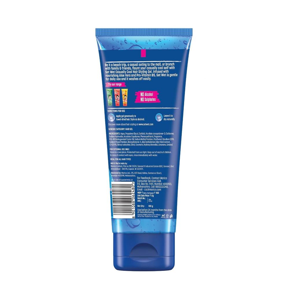 Set Wet Men Casually Cool Hair Gel 100gm Pack of 1 Medium Hold High Shine Styling