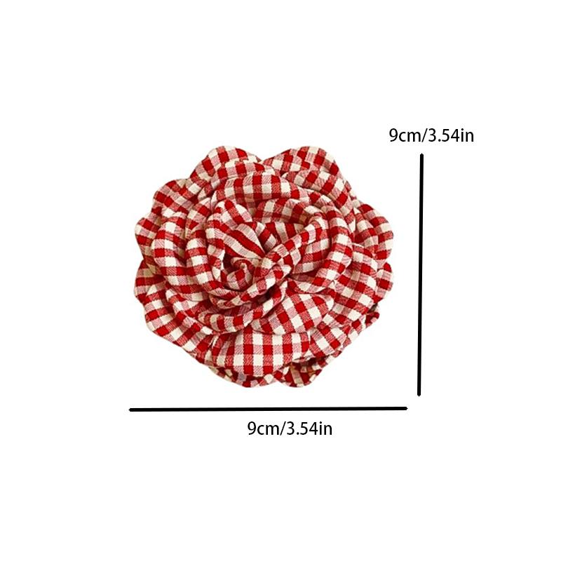 Plaid Fabric Flower Hair clip for women Elegant Ponytail Clip Fashion Girls Hair Accessories