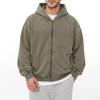 Herren Kapuzenpullover, gewaschen und distressed, reine Baumwolle, amerikanischer Stil, lockere Passform, mit Kapuze, Reißverschluss Cardigan
