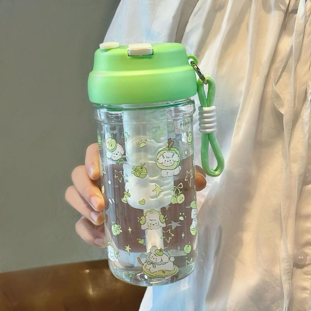 Water bottle water cup girls high value plastic cup creative cute summer water cup large capacity straw cup food grade PC material