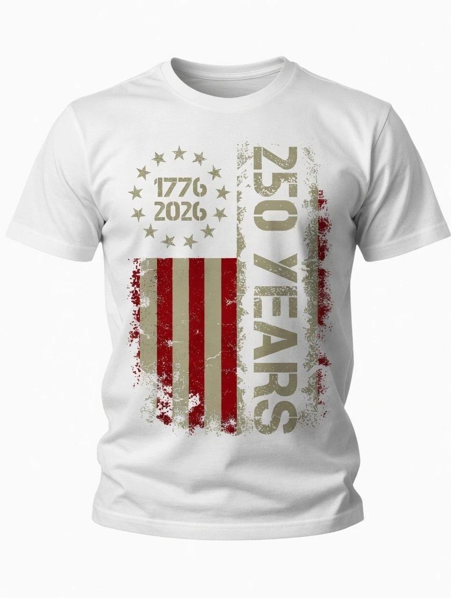 250 Years 1776-2026 T-Shirt - 250th Anniversary America Patriotic Tee L