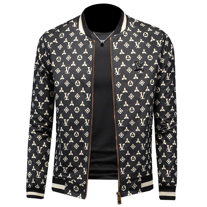 Spring and Autumn New Stand-Up Collar Jacket Men's European Station Fashion Trend Printed Slim-fit Versatile Casual Jacket JK9048