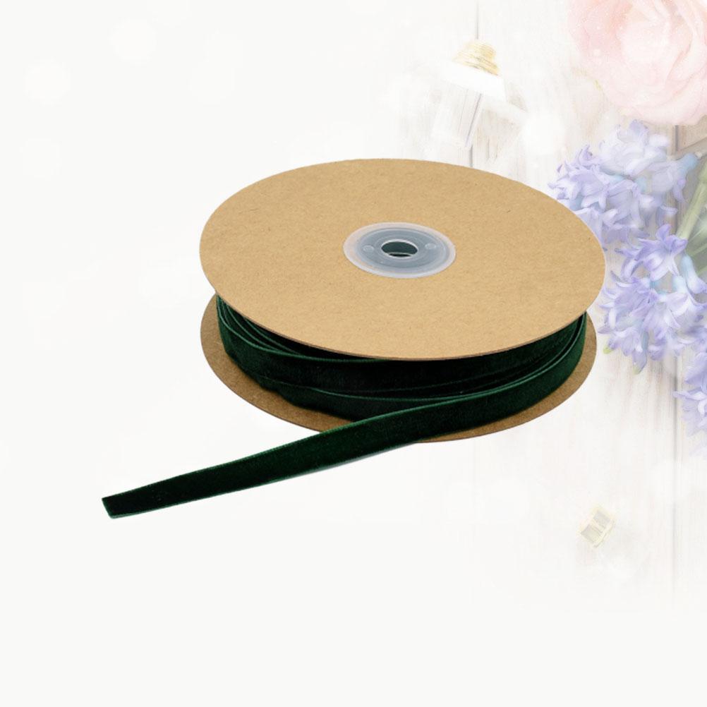 1 Roll 1Cm Width Flocking Ribbon Dark Green Cloth Ribbon Accessories For Gift Wrapping Diy Ribbons Wedding Party Craft Supplies