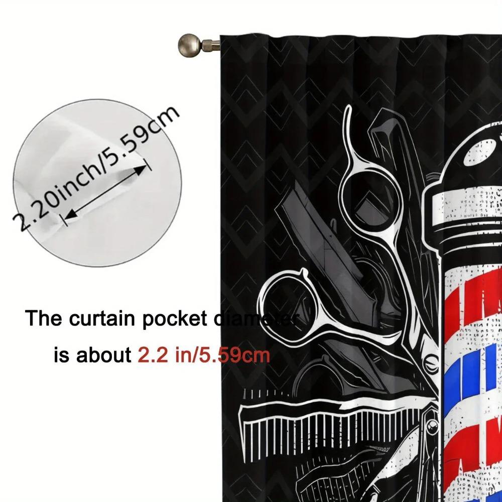 Barbers-style Scissors Combs with Striped Rods and American Flag Pattern Printed Curtains, Home Decorations, Room Decorations