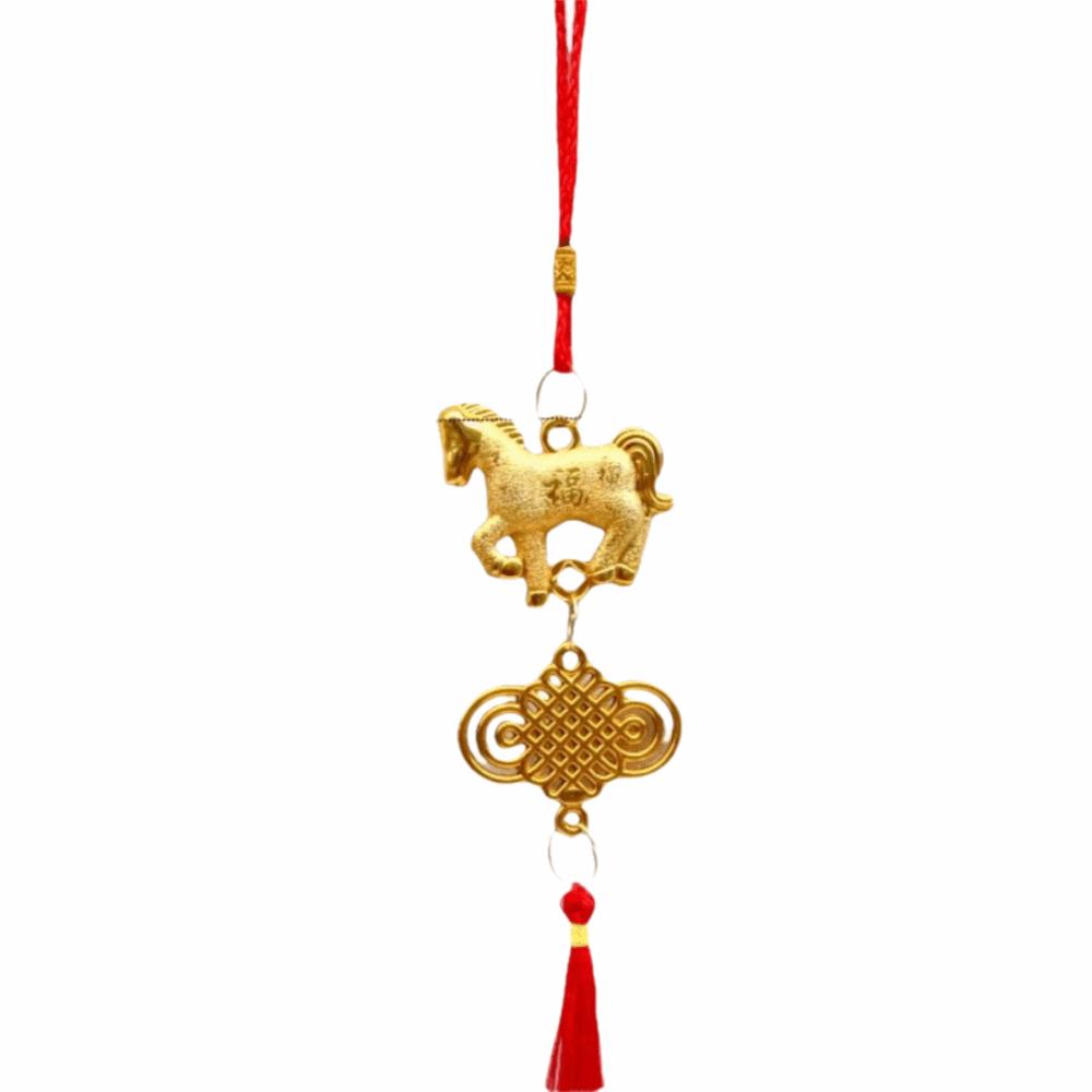 Red Gold Color Spring Festival Pendant with Tassel Good Luck Horse Year Pendant Year of The Horse Traditional