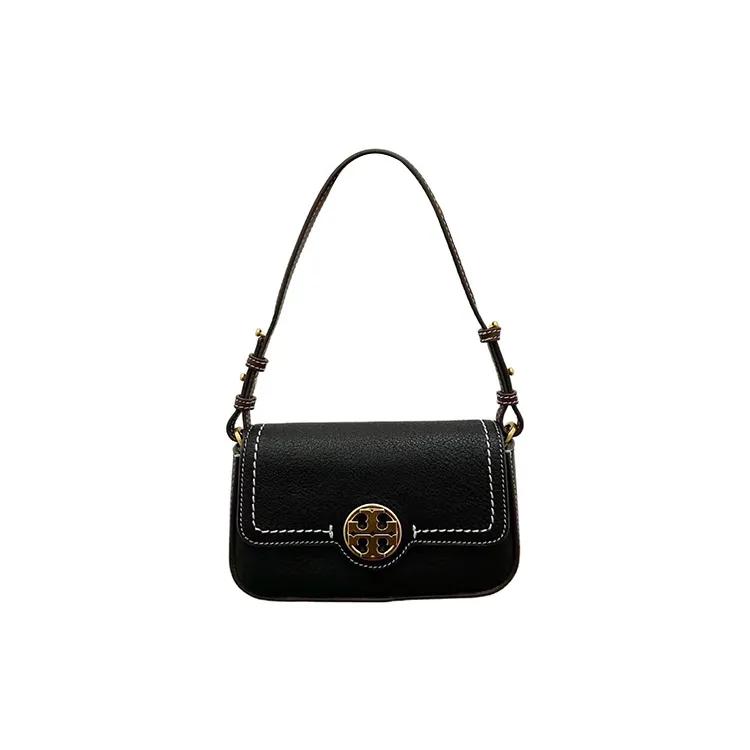 TORY BURCH Miller Leather Messenger Bag , Handbag , Shoulder Bag Women's Black (Unisex) Shoulder Bags 144020 001