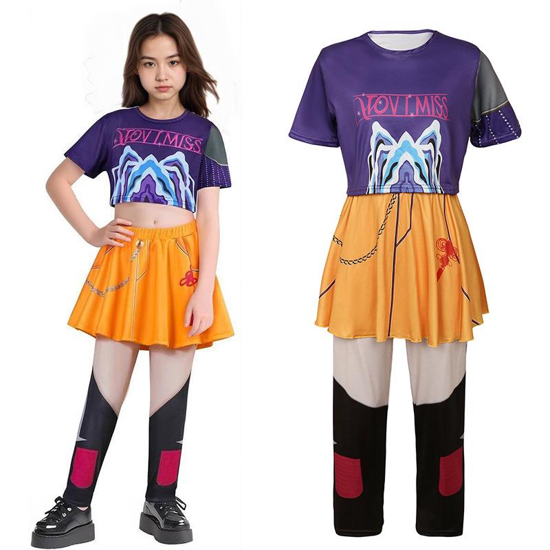 Conjunto de Fantasia Cosplay Caçador de Bruxas para Crianças de Halloween Rumi Zoe Mira Grupo Caçador de Demônios Fantasia de Grupo Estilo Europeu Americano Brinquedo Presente