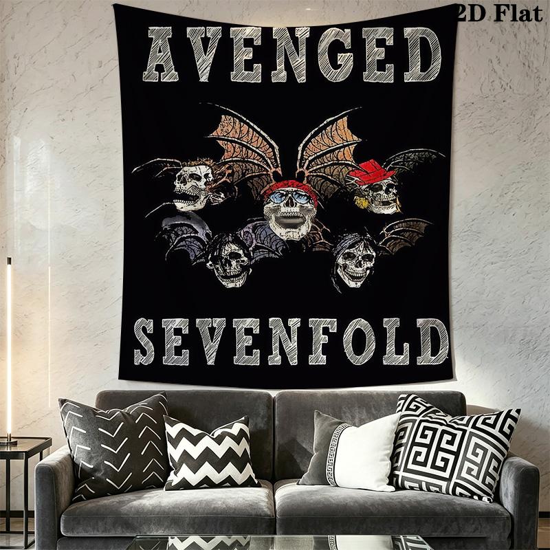 Sevenfold Skull Cross Graphic Tapestry Fashion Print Background Cloth Atmospheric Background Cloth Wall Covering Decoration Gift