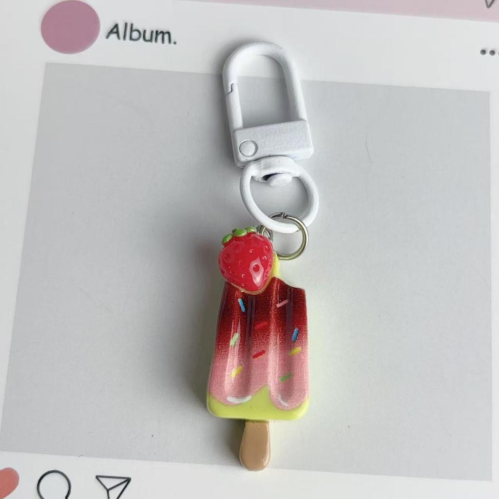 Cartoon Fruit Ice Cream Keychain Pendant - Cute & Realistic Food Toy Ornament for Couples & Friends