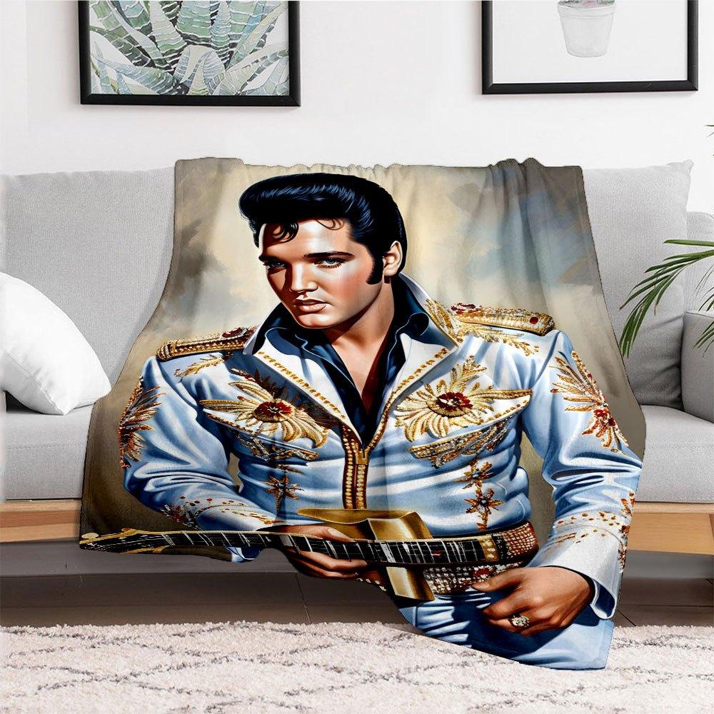 "Elvis Presley Inspired Golden Guitar Costume Jacket"Blanket Flannel Throw Blanket for Sofa, Bed, Travel, Camping, Office, Couch, Chair, And
