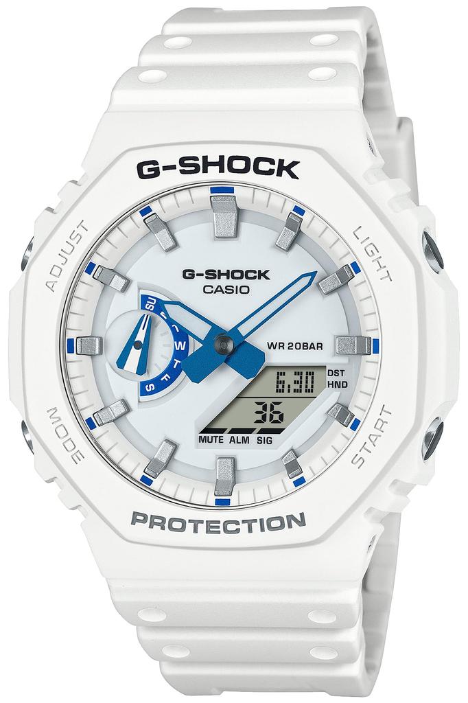 Casio G-Shock HIDDEN GLOW SERIES Watch, Made with Environmentally Friendly Materials, GA-2100HDS-7AJF, Men's, White