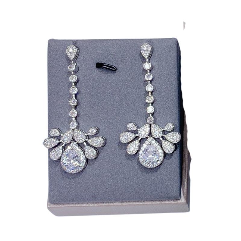 Luxury Red Zircon Necklace Earring Set for Women Elegant Water Drop Design Crystal Jewelry Party Wedding Evening Accessories