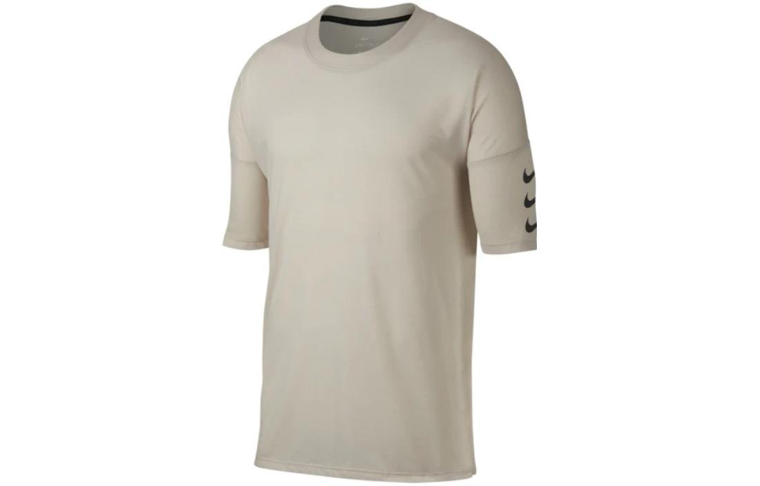 Nike T Shirts Men s Ecru Crew Neck Moderate Straight Fit 928542-008 M