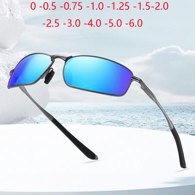 Lunettes de soleil carrées pour pêche en extérieur, conduite, myopie avec dioptries, anti-éblouissement, UV400, lunettes pour myopes 0 -0.5 -0.75 Jusqu'à -6.0