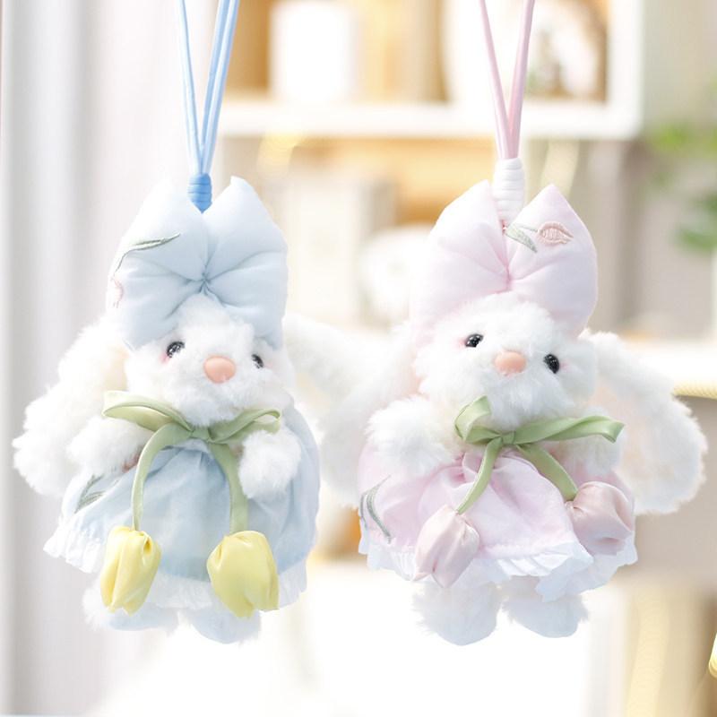 Plush Bunny Keychain With Flower Design For Girls Gift Collection