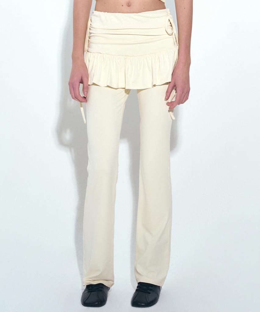 Nigaennikol Layered Ruffle Skirt Pants_Cream