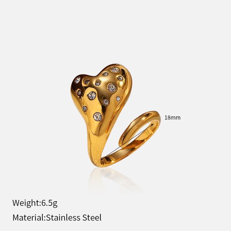 European and American fashion influencer bestseller: glossy open titanium steel ring, stainless steel plated with 18K gold, niche ring for women