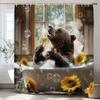 Fun Bathing Bubble Bear Animal Print Shower Curtain, Polyester Shower Curtain With Hooks For Bathroom Decorative Shower Curtain