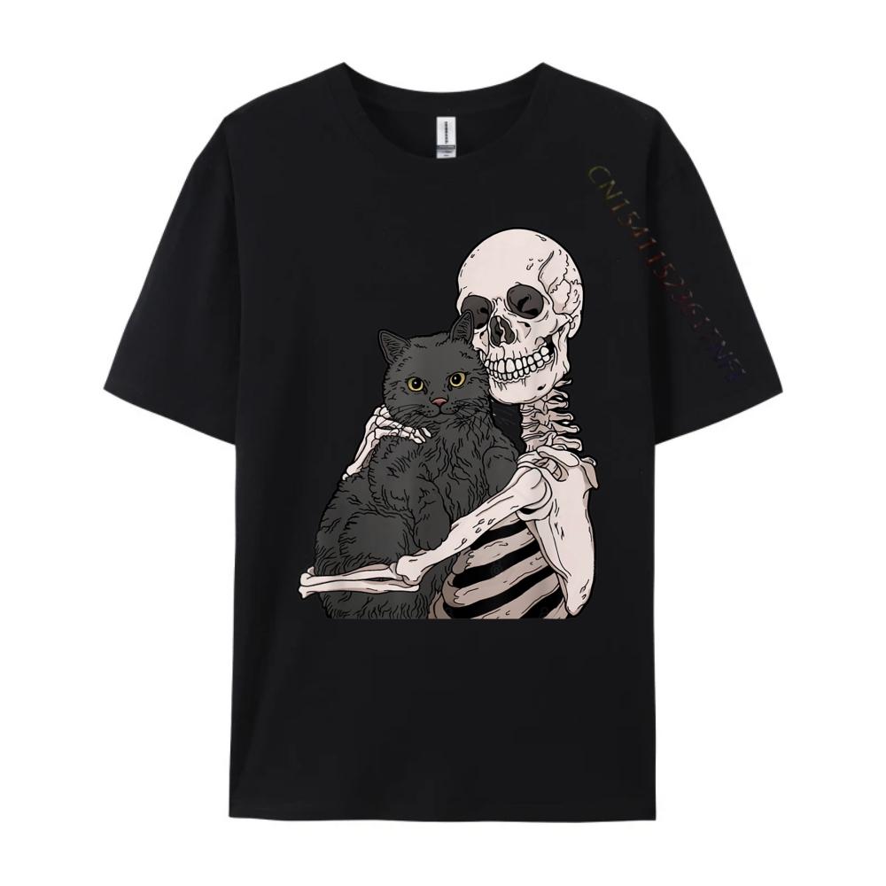 

Cats and Skeletons Vintage T Shirts Anime Plus Size HOLIDAYS Funny Shirts White T Shirt Men Family Graphic Tees - Men s Summe... S разноцветный