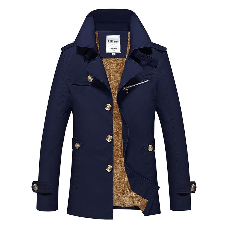 Business Casual Long Section Winter Jacket Men Trench Coat Windbreaker Men's Overcoat Warmth Jacket