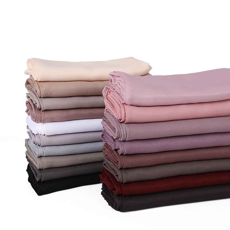 Muslim Chiffon Hijab Scarf for Women Solid Color Square Head Wrap Scarves Jersey Hijabs Islamic Turban Headband Shawl 180*70cm