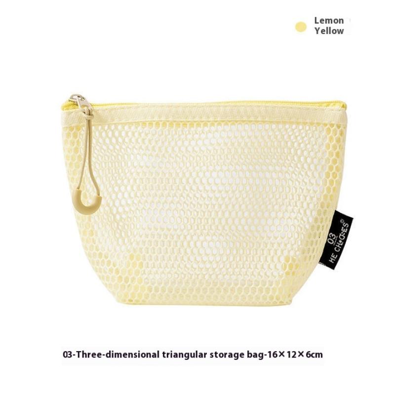 

Portable Simple Lipstick Cosmetics Storage Bag Mesh Design Toiletries Bag Bathroom Organizer For Cosmetics Toiletries Skin Care жёлтый