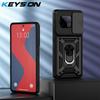 KEYSION Shockproof Case for IQOO Z10 Turbo Pro 5G Slide Camera Lens Protection Ring Stand Phone Back Cover for IQOO Z10 Turbo 5G