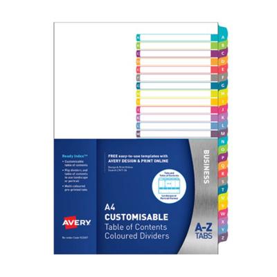 Avery Ready Index A-Z Single Column Divider (A4)