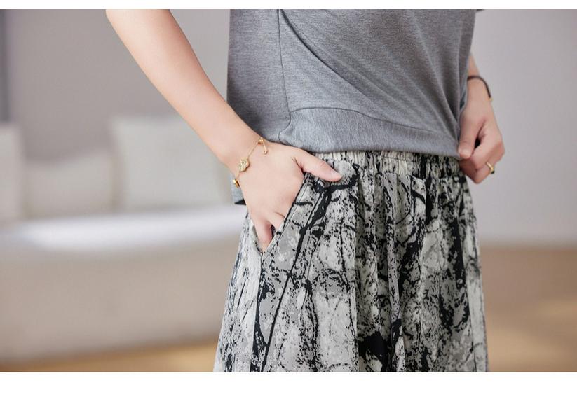 Summer Slim-Fit Short-Sleeve Stylish Skirt Set, Plus Size, Age-Reducing Print