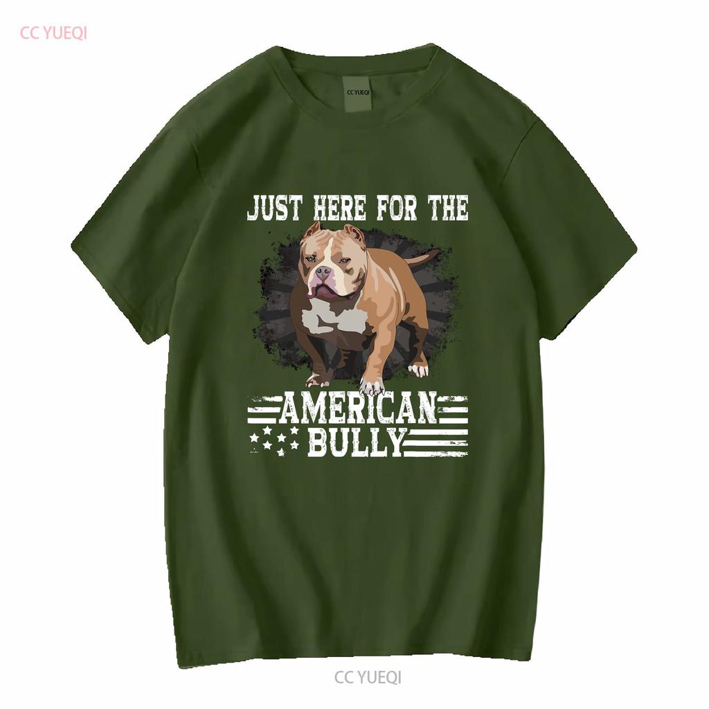 Bully Xl Pitbull Fan Just Here For The Dog American T Shirt Vintage Washed Unisex Casual Soft Versatile Stretched Graphic