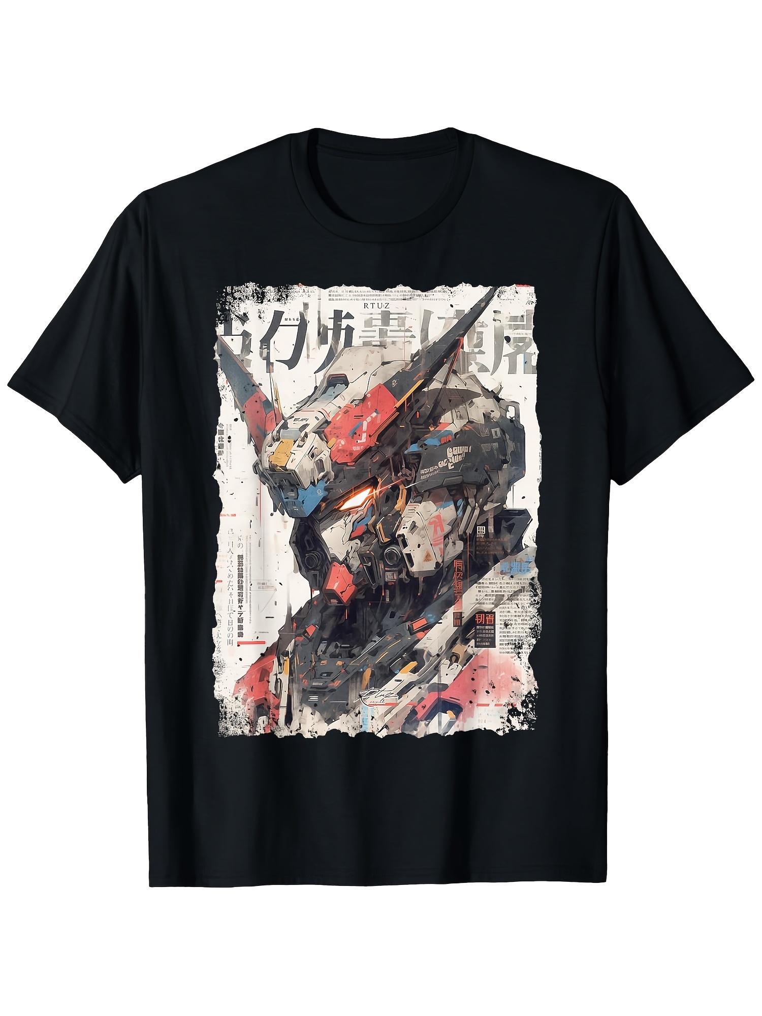 

2026 New Year Cartoon Unisexs Short Sleeve Round Neck Casual Tshirt Exquisite Mecha Robot Design Printed S