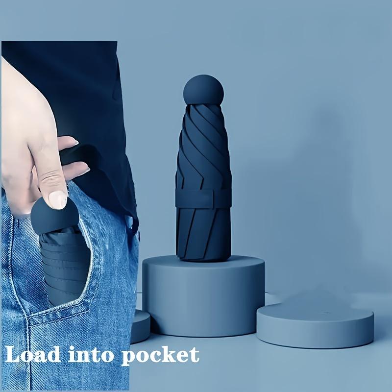 Mini guarda-chuva dobrável de cor sólida, 6 nervuras, casual, leve, durável, portátil, para homens e mulheres