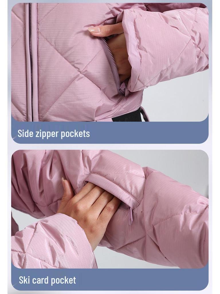 Women's Waterproof Windproof Down Ski Suit - One-Piece, Warm for Outdoor Sports