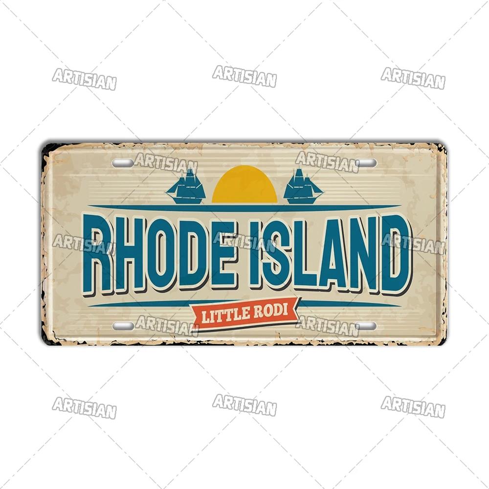 Artisian USA Car Plate Landmark Tin Sign US City State Metal Plaque Wall Decor Garage Bar Pub Club Hotel Cafe Kitchen Home