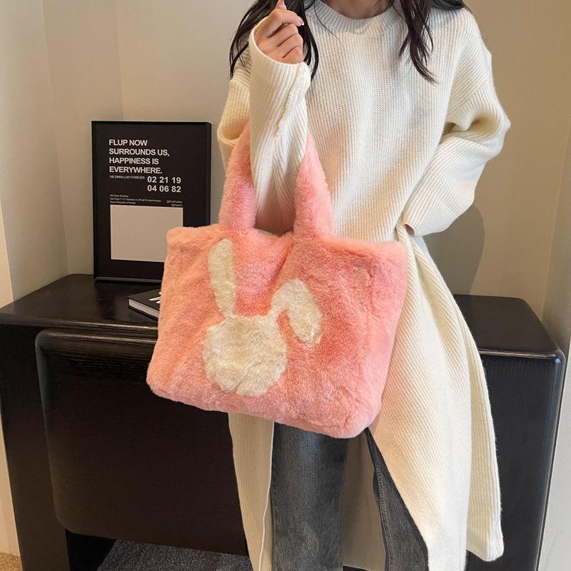 New Autumn and Winter Plush Bag Tote Bag Shoulder Large Capacity Commuter Fashion Women's Plush Bag