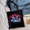 Lilo & Stitch Print Canvas Shoulder Backpack and Shopping Bag