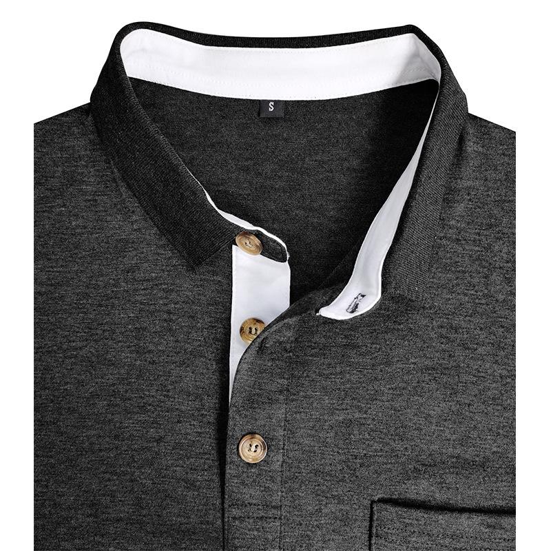 Men's European & American Long Sleeve Polo Shirt - Turn-Down Collar, Autumn/Winter Base Layer