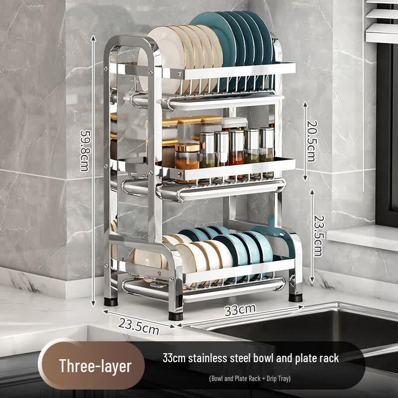 ChuyiBa 3-Tier Stainless Steel Countertop Dish Drying Rack
