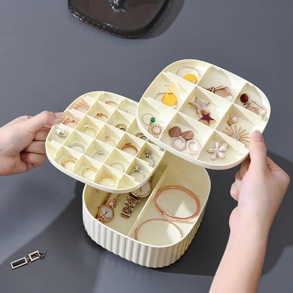 Multi-Compartments Earrings Storage Case Transparent Lid Travel Jewelry Holder  Rings