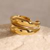 Youthway Double Lines Stainless Steel Irregular Geometric Open Ring Minimalism Metal Rust Proof Finger Jewelry New